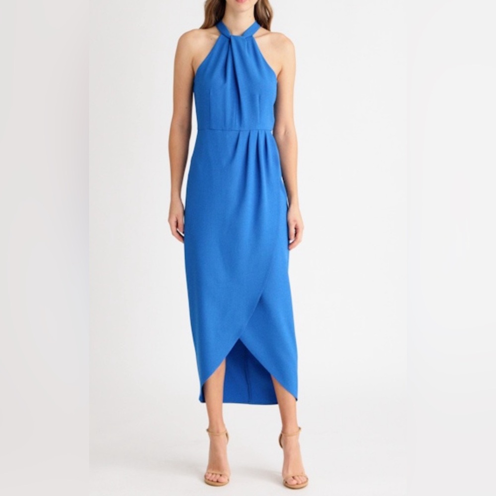 JULIA JORDAN Knot-Neck Tulip-Hem Midi Dress